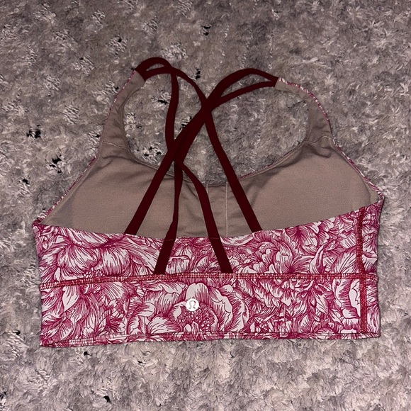 Lululemon size 8 Floral Sports Bra with fuchsia Straps - Picture 2 of 3